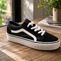 Zapatillas De Lonas Negras Con Plataforma de 3 cm Moda Urbana