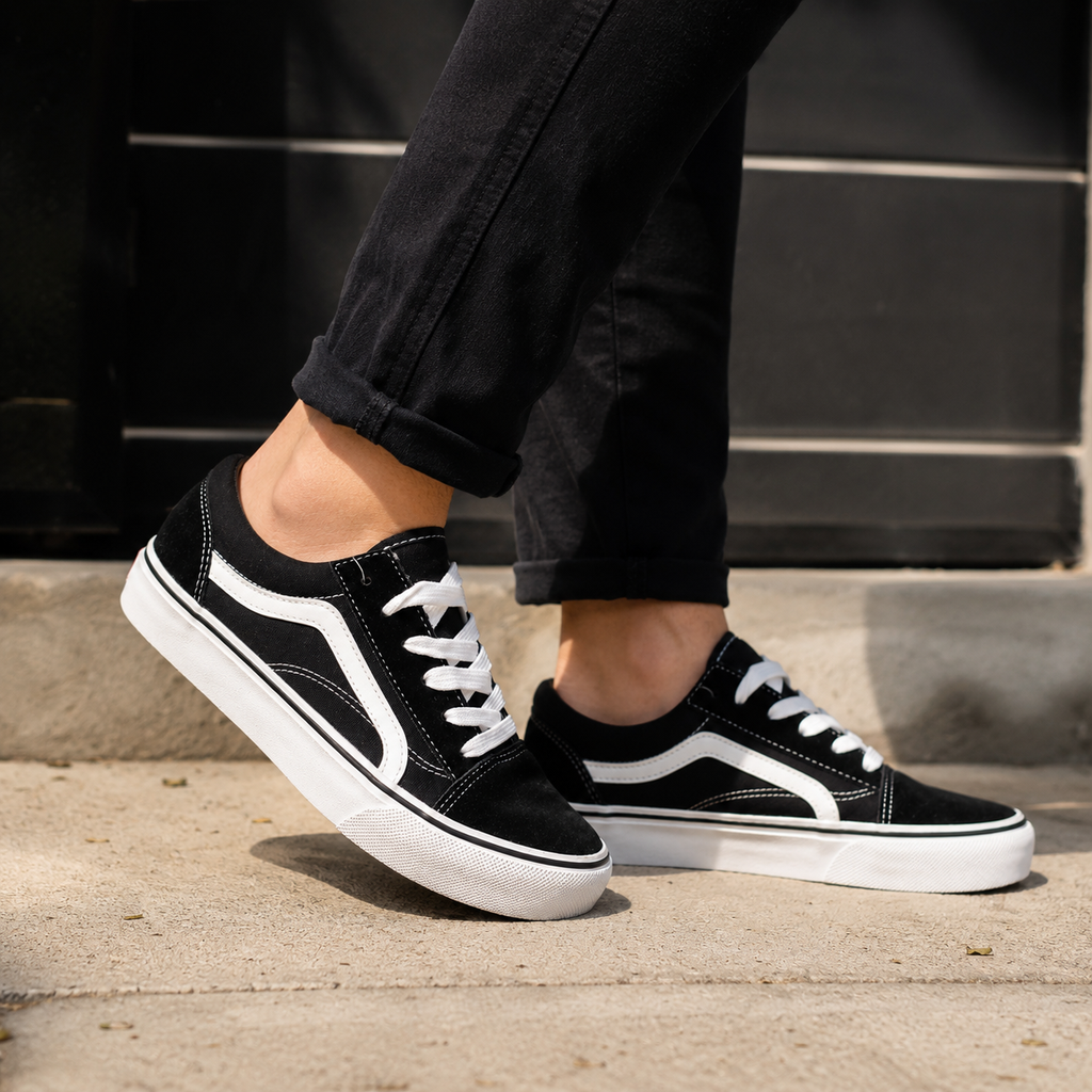 Zapatillas De Lonas Negras Con Plataforma de 3 cm Moda Urbana