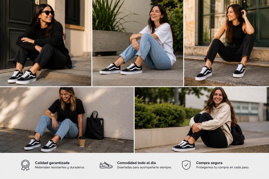 Zapatillas De Lonas Negras Con Plataforma de 3 cm Moda Urbana