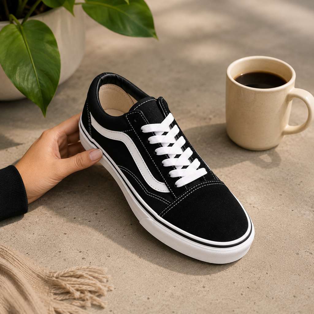 Zapatillas De Lonas Negras Con Plataforma de 3 cm Moda Urbana