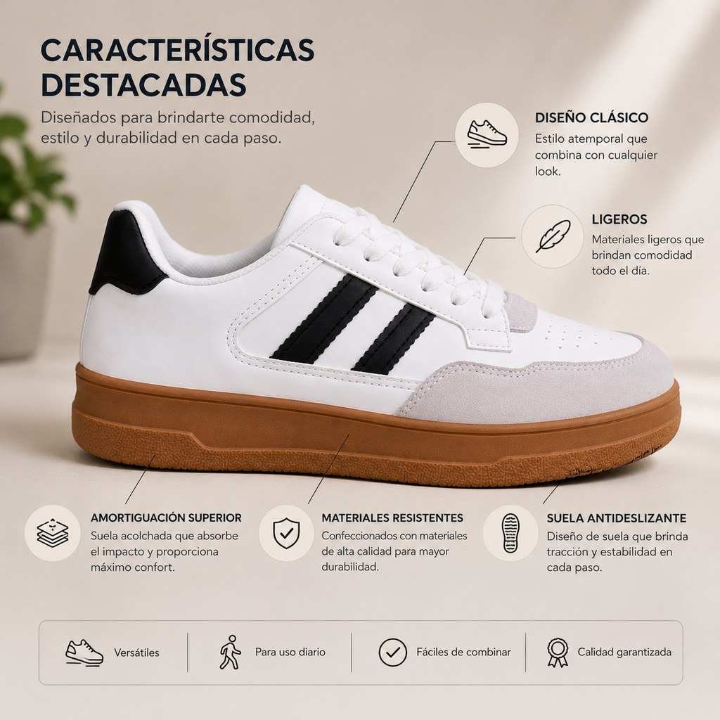 Zapatillas Urbanas Blancas de Plataforma