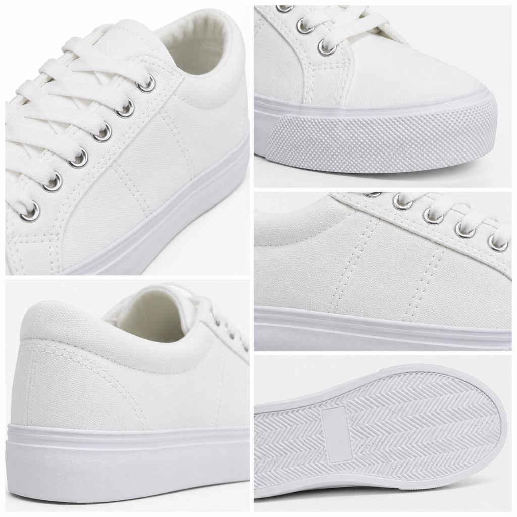Zapatillas de Lonas Blancas Enteras Moda Urbana