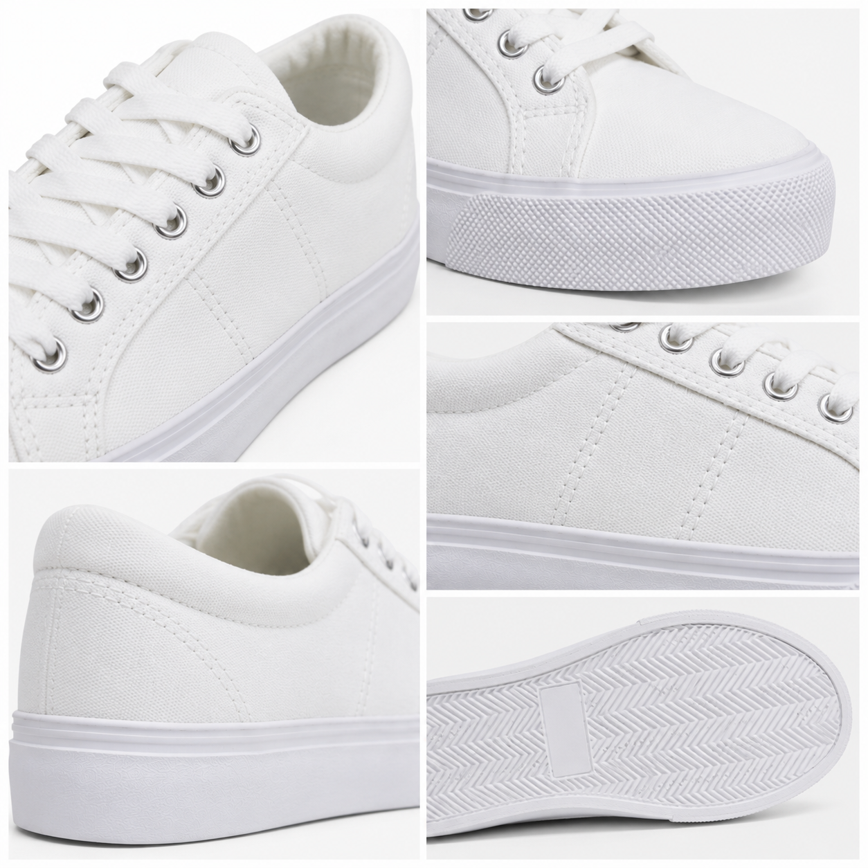 Zapatillas de Lonas Blancas Enteras Moda Urbana
