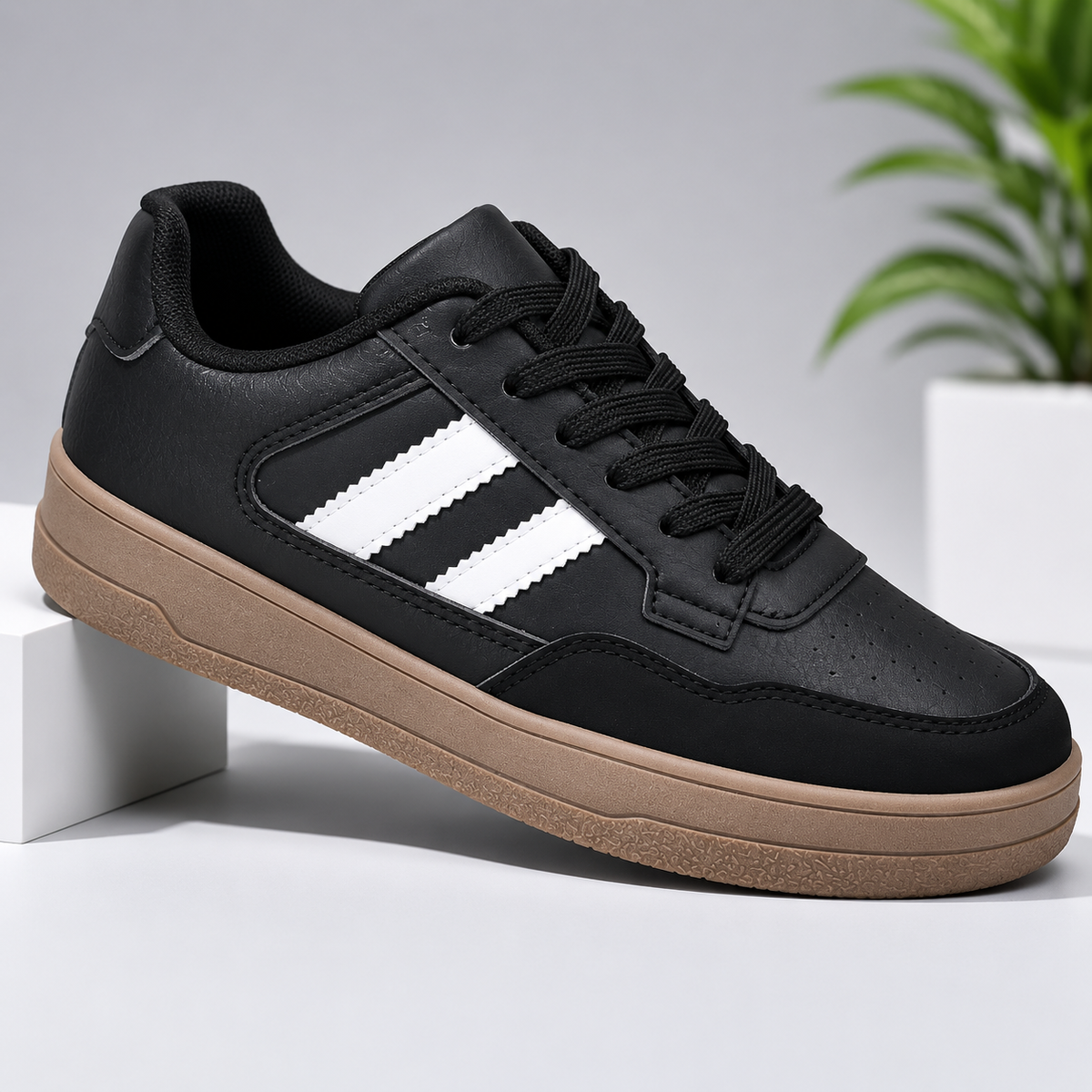 Zapatillas de Mujer Negras Con Plataforma Urbanas Ecocuero