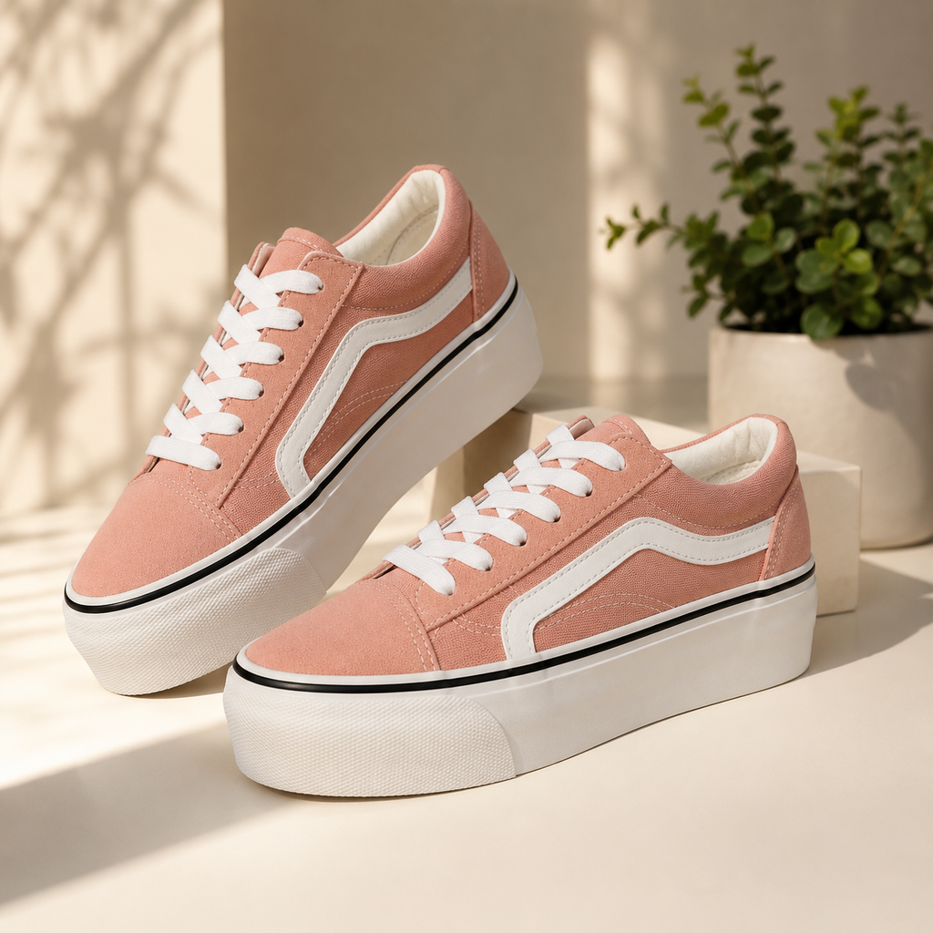 Zapatillas Mujer Rosadas Con Plataforma Alta