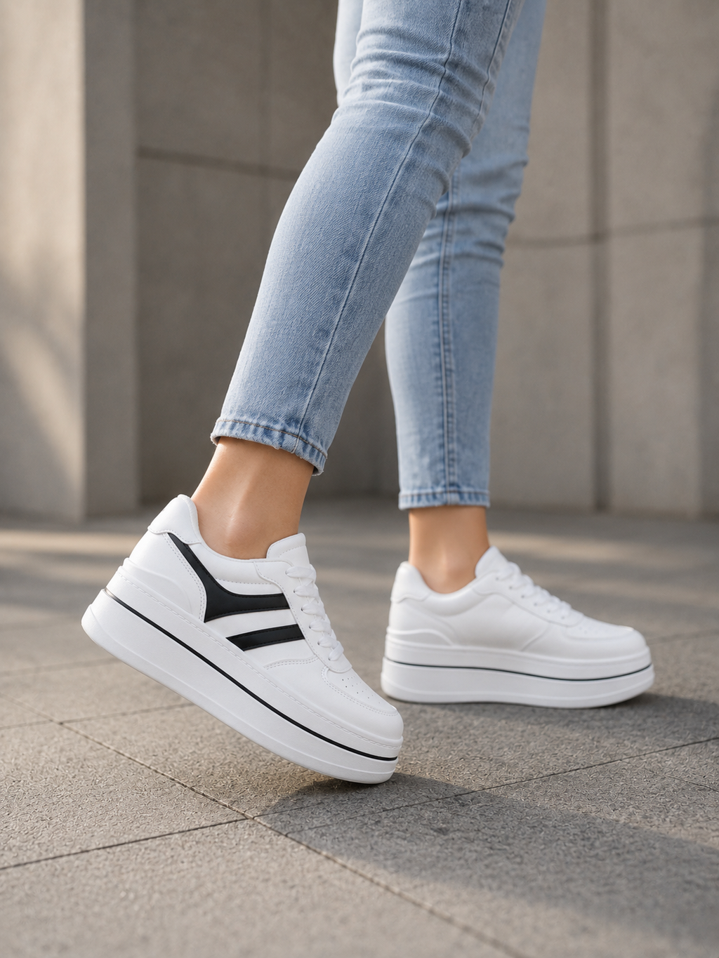 Zapatillas Blancas con Plataforma Alta Mujer 5 cm