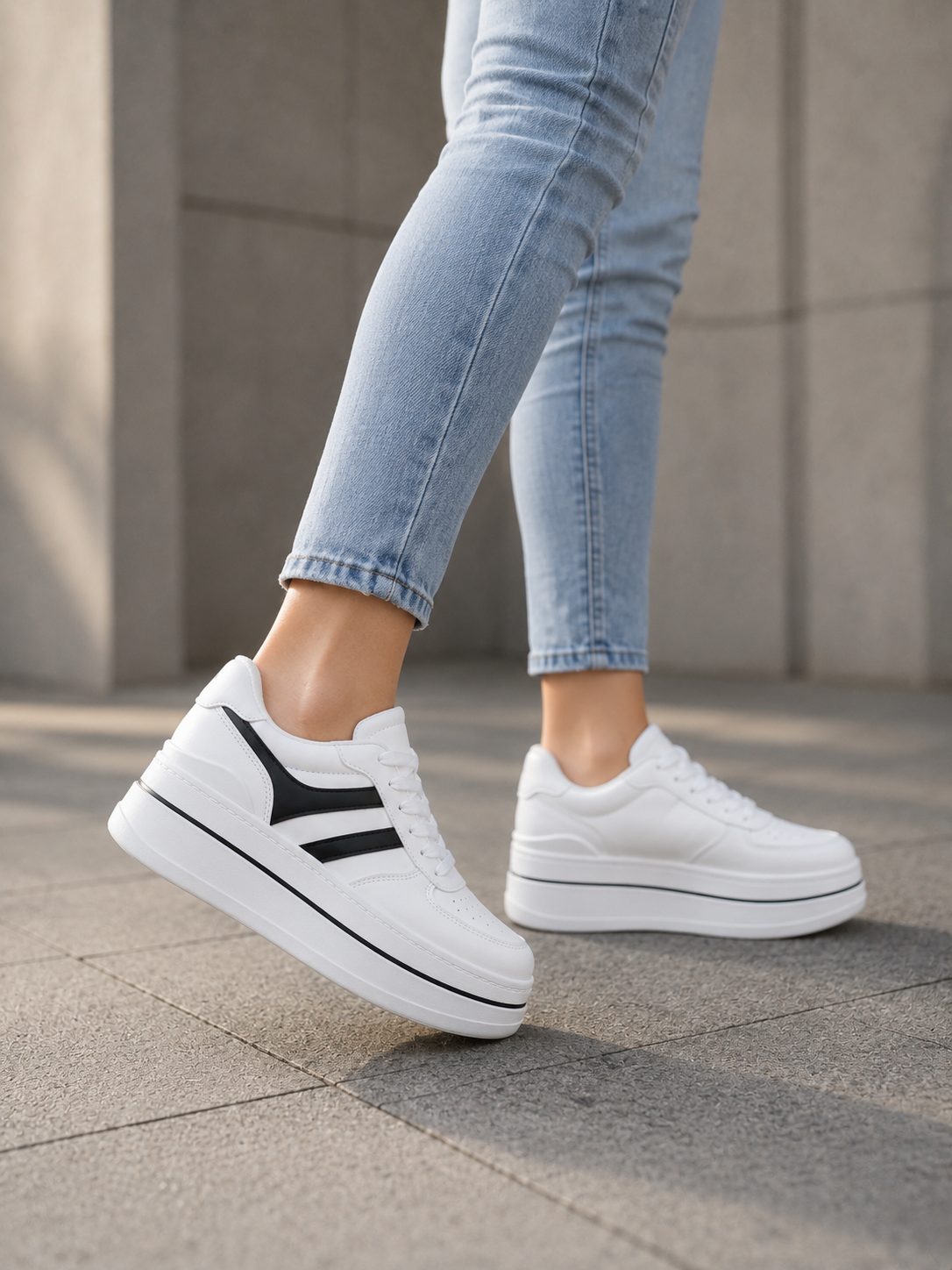 Zapatillas Blancas con Plataforma Alta Mujer 5 cm