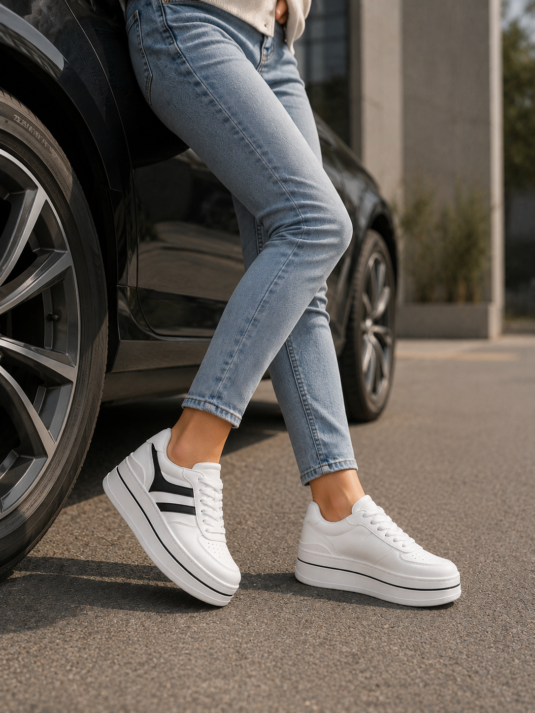 Zapatillas Blancas con Plataforma Alta Mujer 5 cm