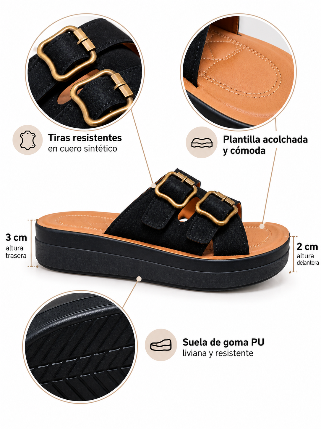 Chalas de Verano Negras Blanditas y Livianas