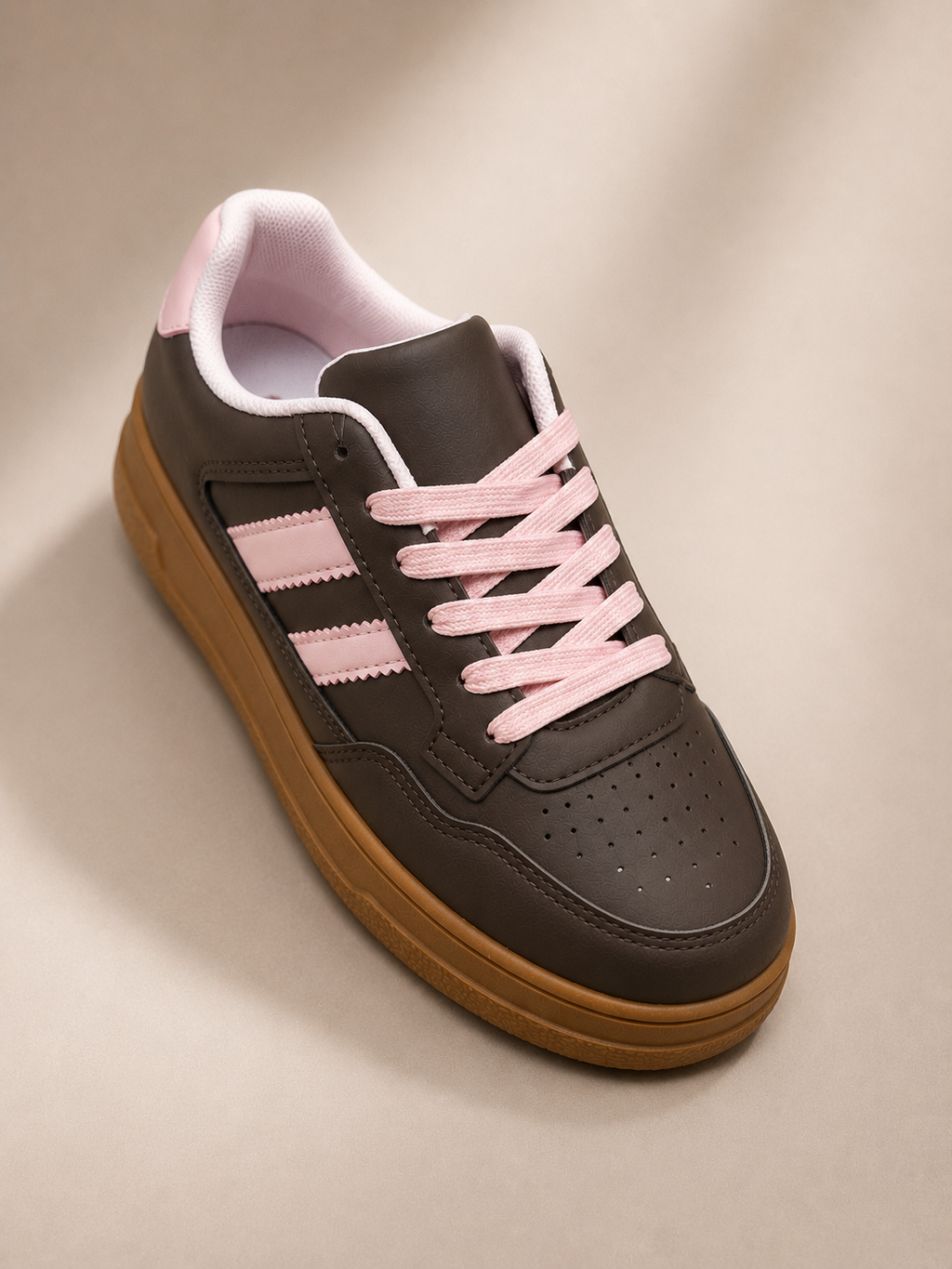 Zapatillas De Mujer Cafe Con Rosado