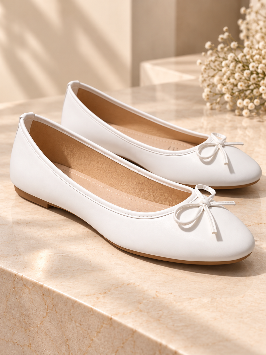 Bellerinas Mujer Blancas Ecocuero de alta Calidad