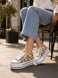 Zapatillas Con Plataforma Floreadas