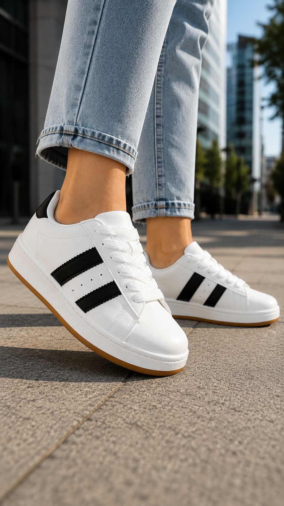 Zapatillas Mujer Blancas Urbanas con Plataforma Ecocuero