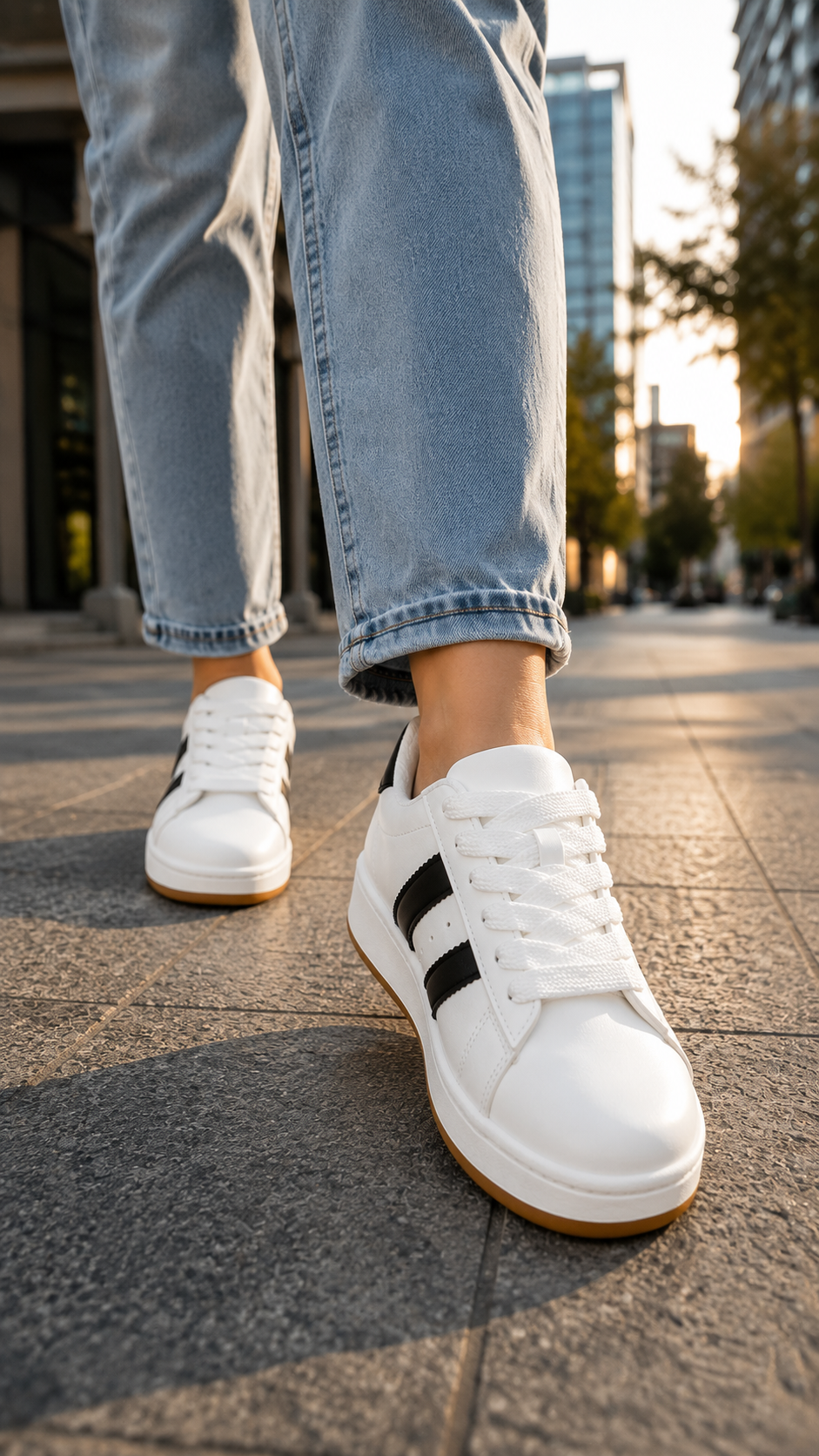 Zapatillas Mujer Blancas Urbanas con Plataforma Ecocuero