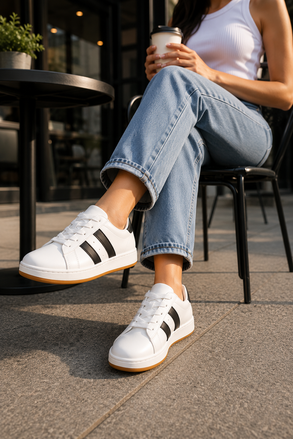 Zapatillas Mujer Blancas Urbanas con Plataforma Ecocuero