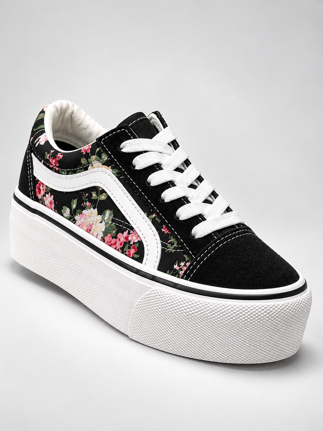 Zapatillas Con Plataforma Floreada