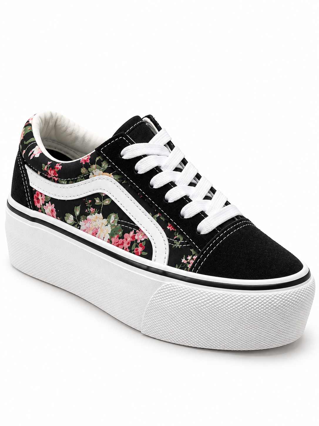 Zapatillas Con Plataforma Floreada