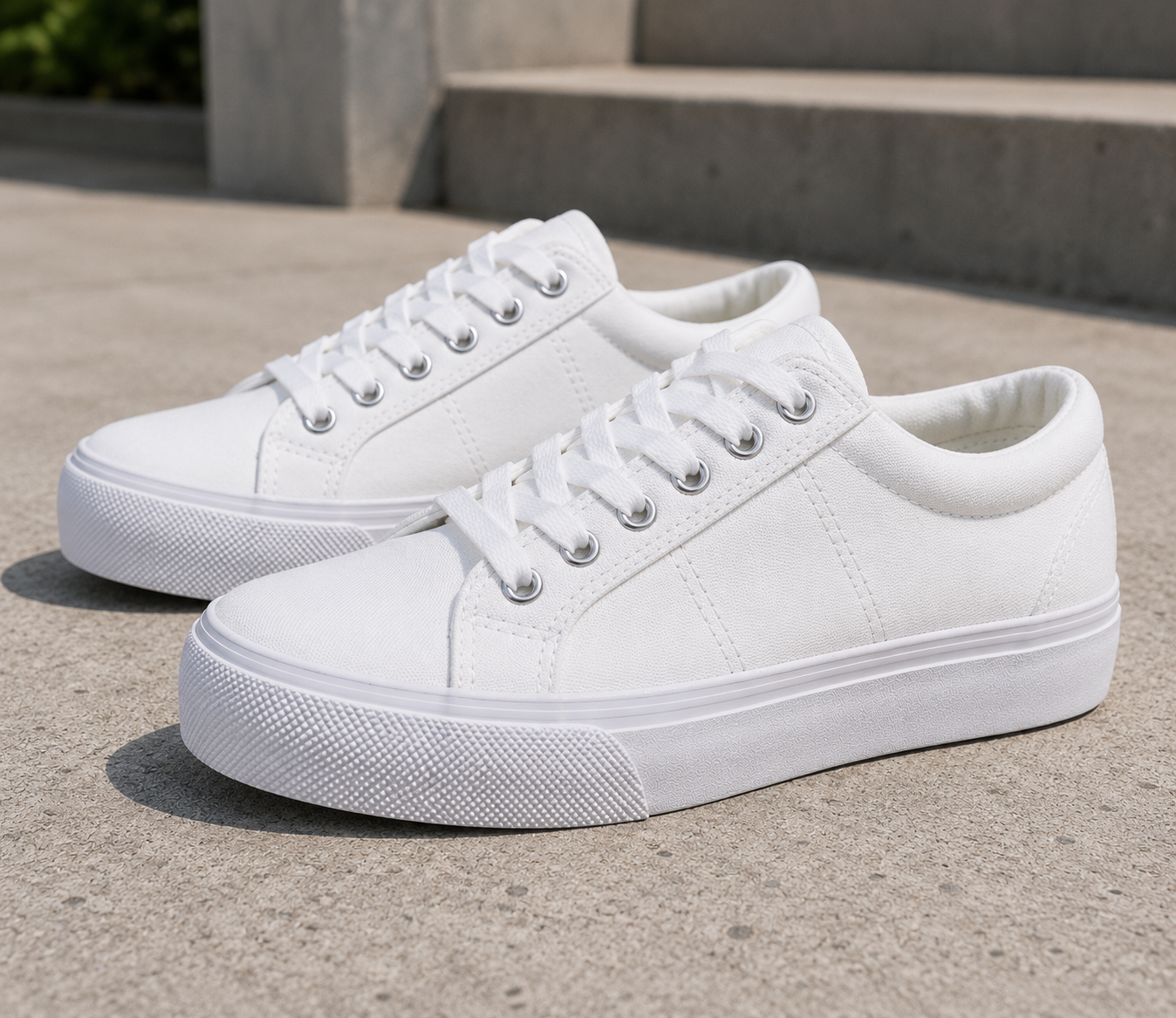 Zapatillas de Lonas Blancas Enteras Moda Urbana