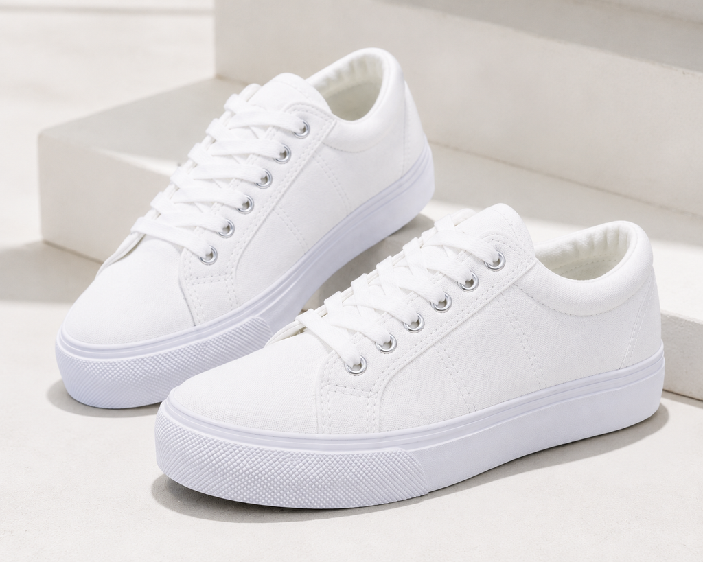 Zapatillas de Lonas Blancas Enteras Moda Urbana