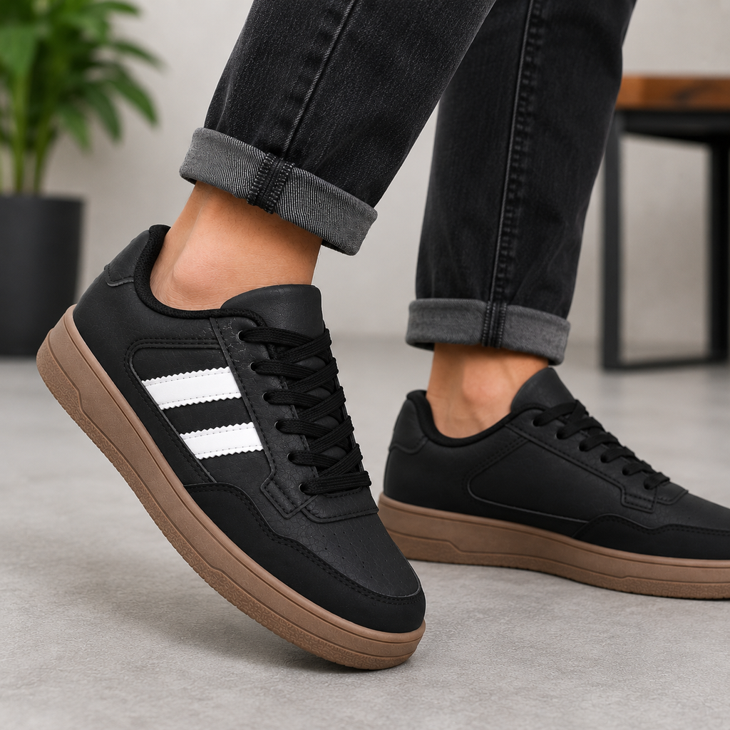 Zapatillas de Mujer Negras Con Plataforma Urbanas Ecocuero