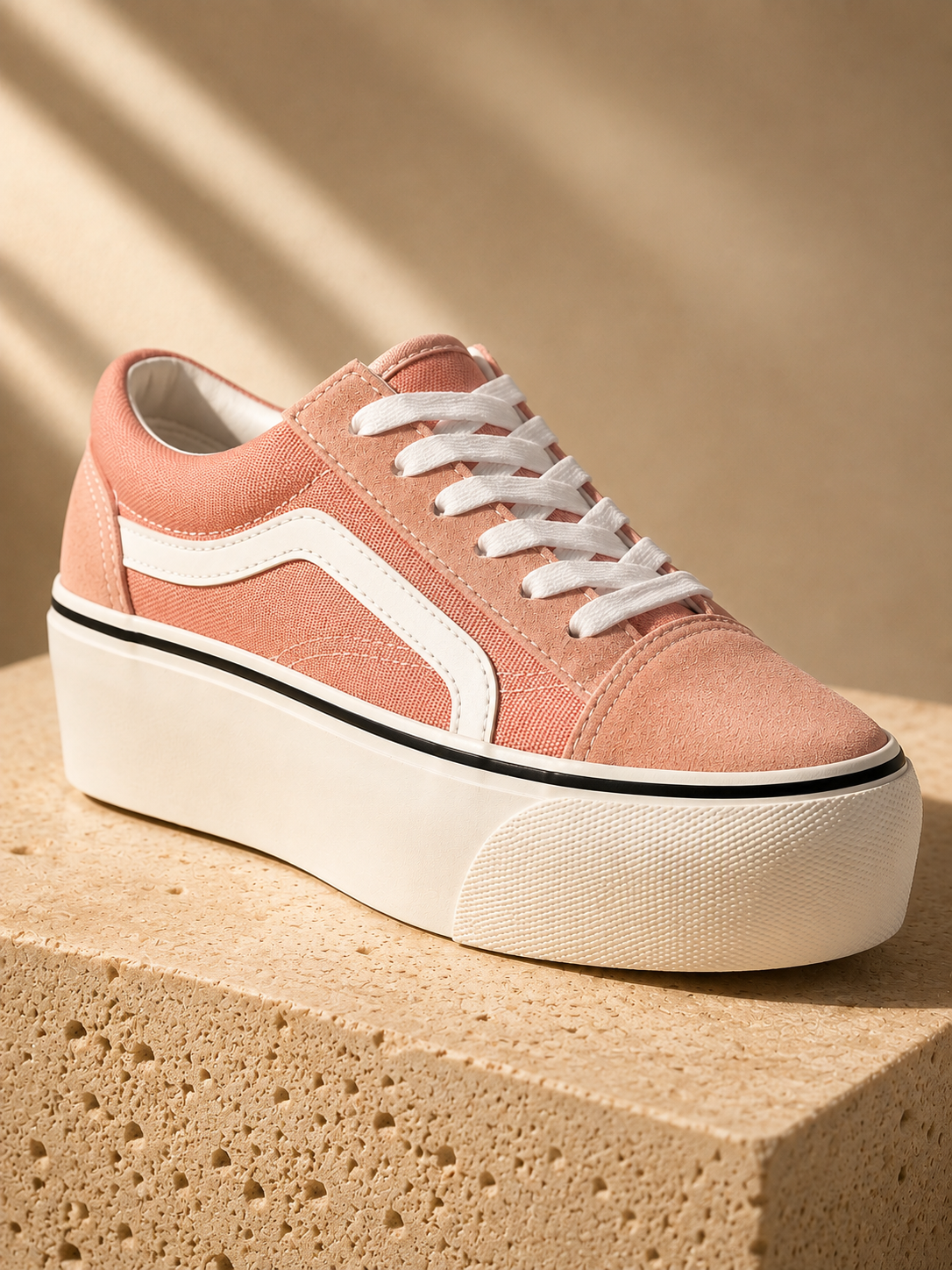 Zapatillas Mujer Rosadas Con Plataforma Alta