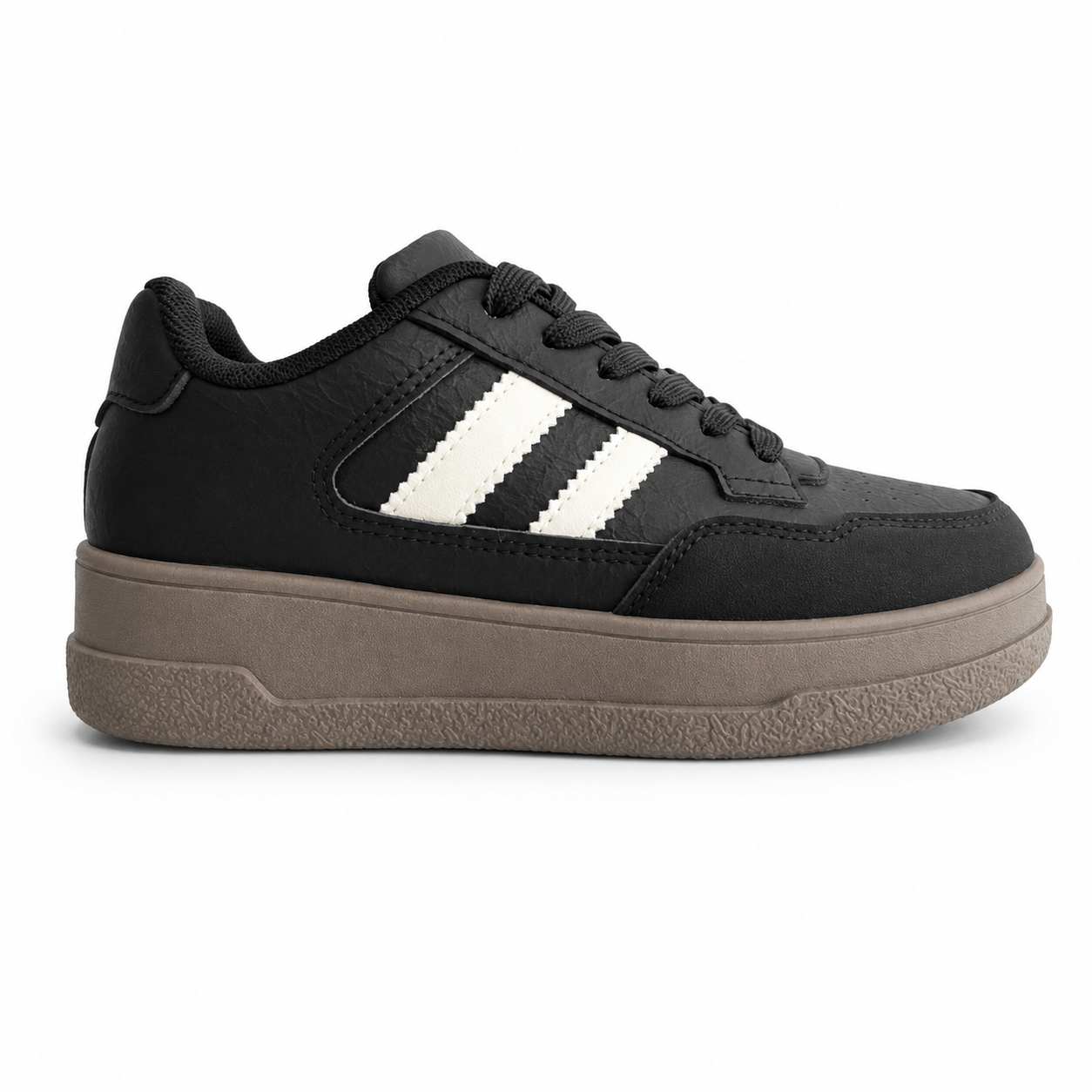Zapatillas de Mujer Negras Con Plataforma Urbanas Ecocuero