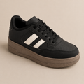 Zapatillas de Mujer Negras Con Plataforma Urbanas Ecocuero