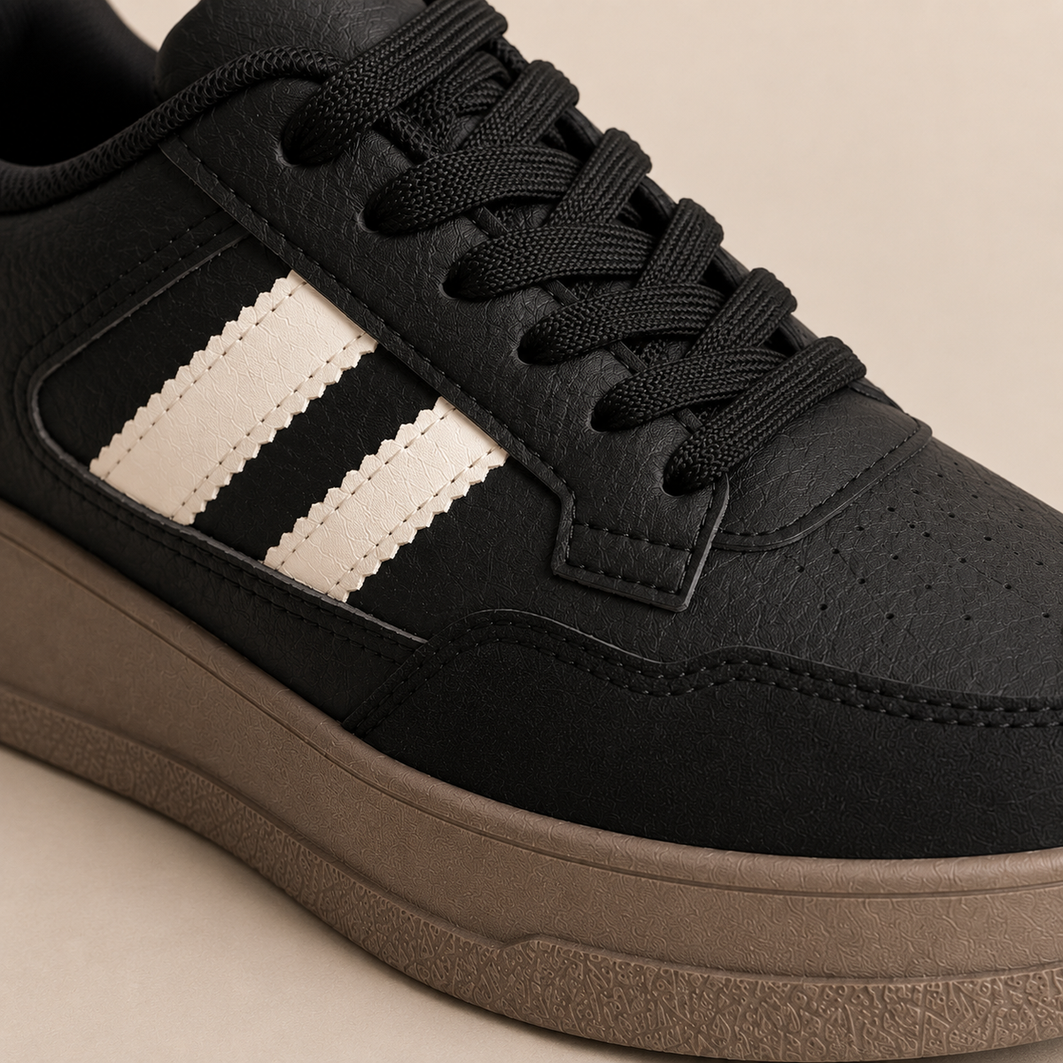 Zapatillas de Mujer Negras Con Plataforma Urbanas Ecocuero