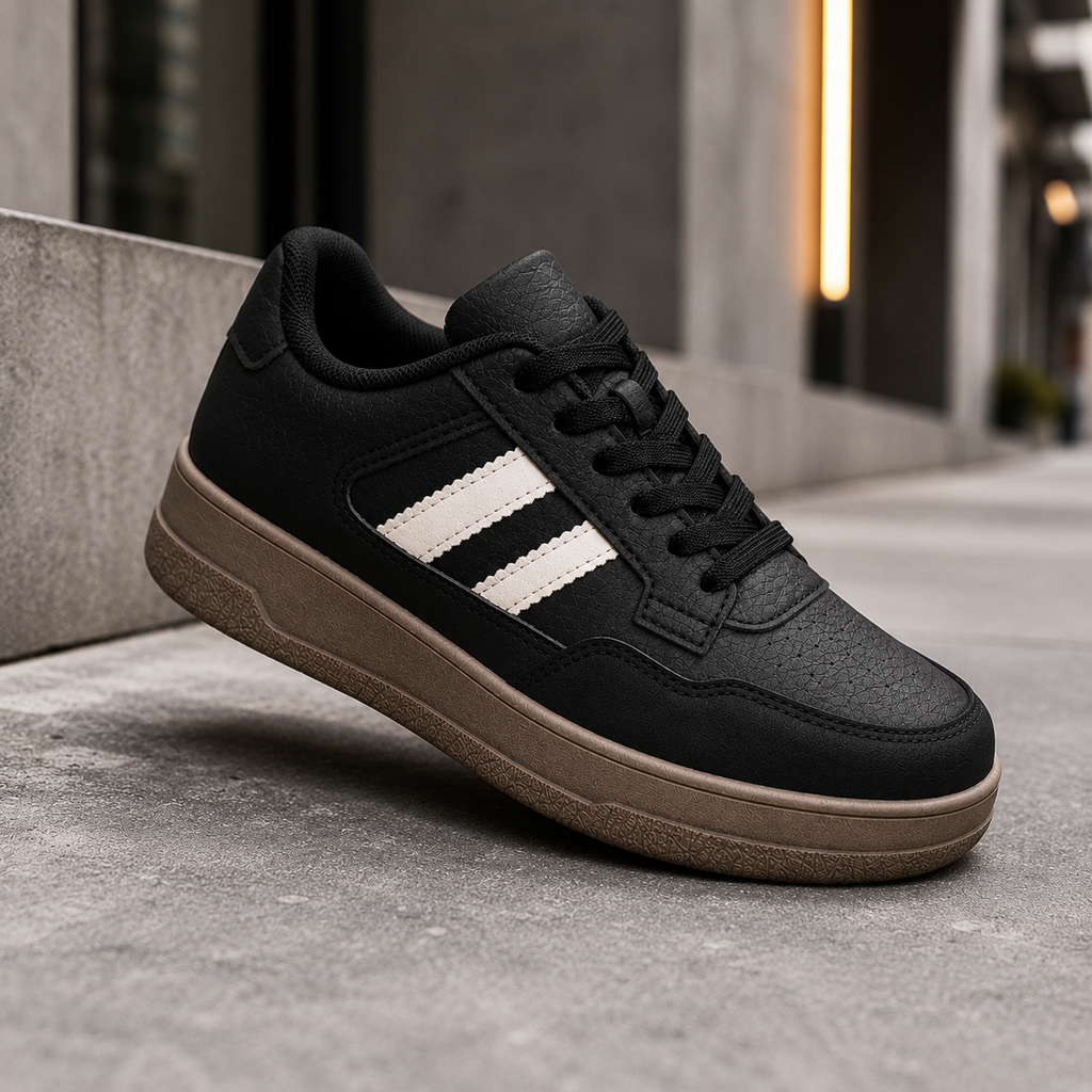 Zapatillas de Mujer Negras Con Plataforma Urbanas Ecocuero