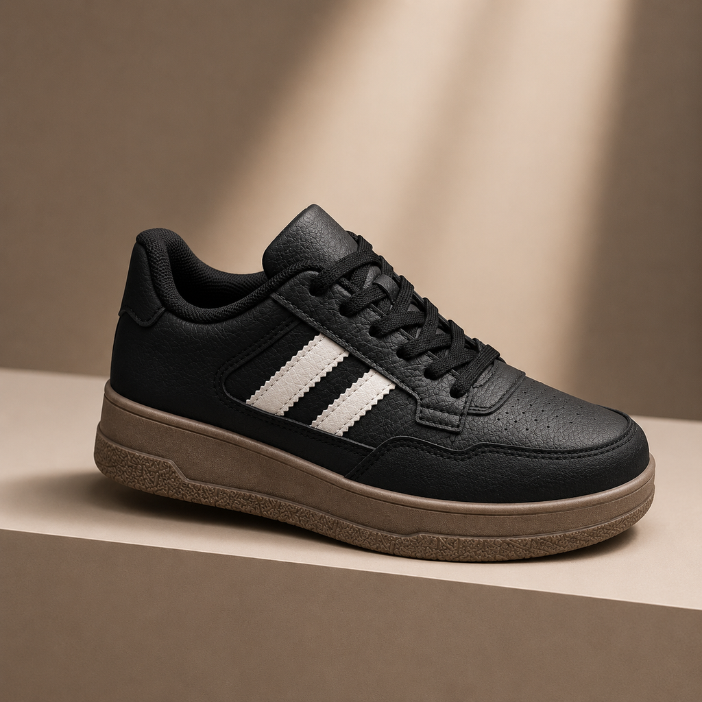 Zapatillas de Mujer Negras Con Plataforma Urbanas Ecocuero