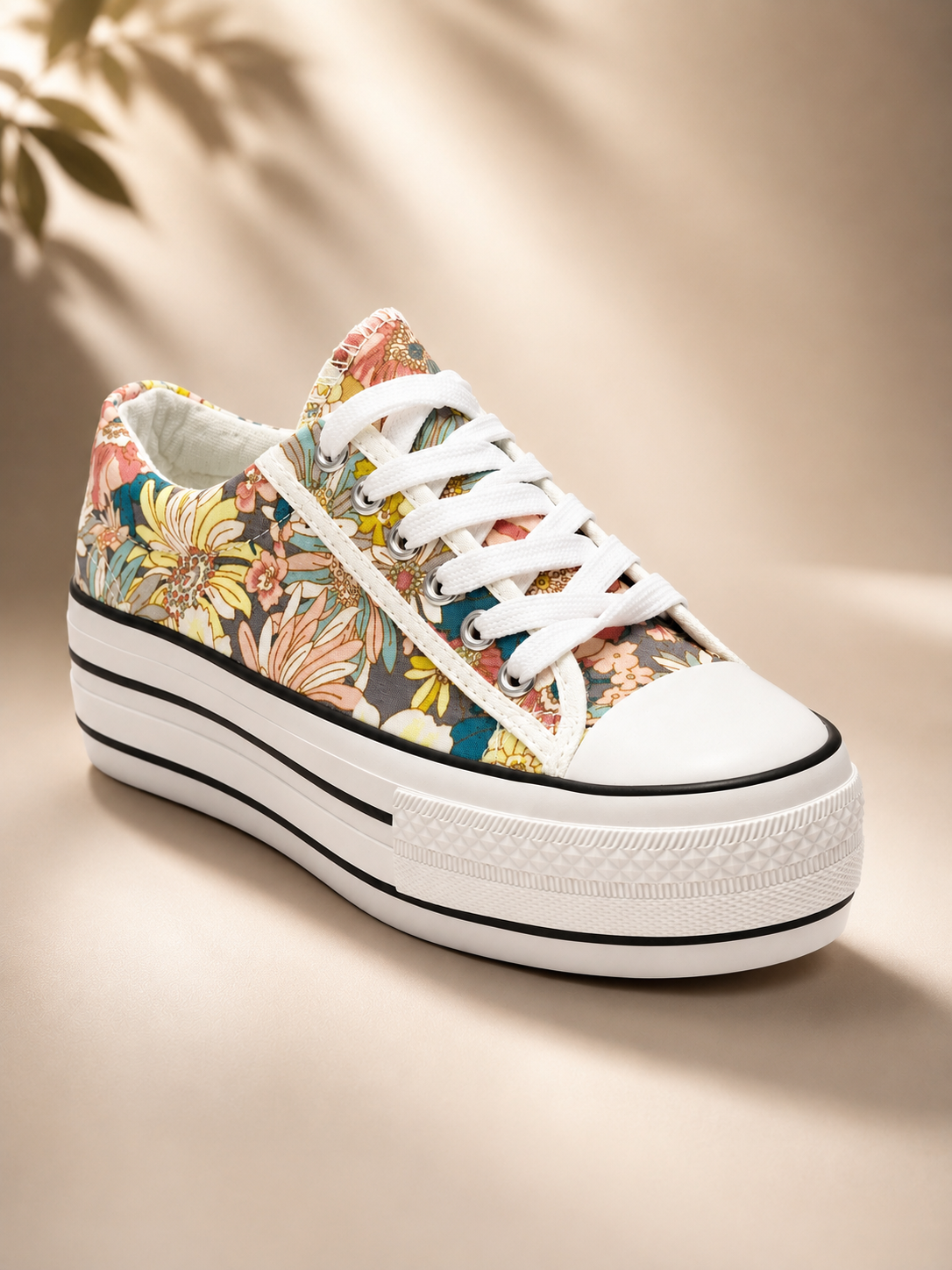 Zapatillas Con Plataforma Floreadas