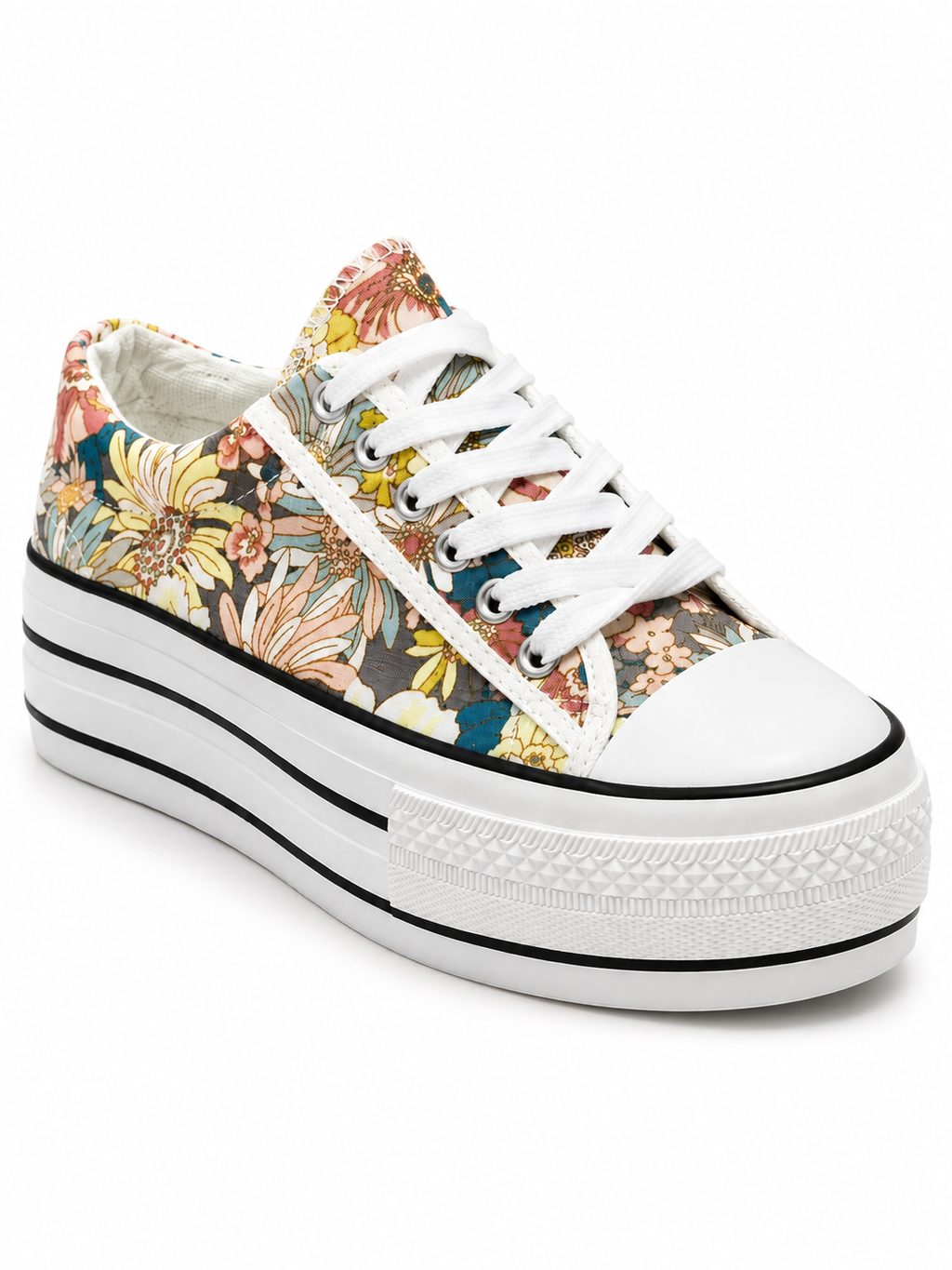 Zapatillas Con Plataforma Floreadas