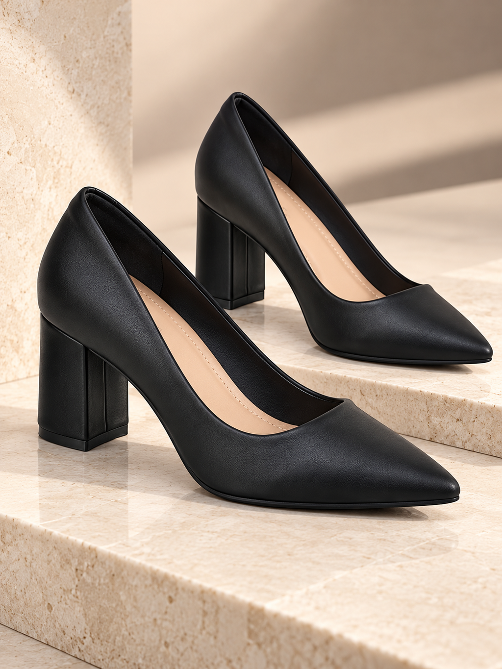 Tacones Mujer Negros Elegantes Ecocucero Punta Estileto