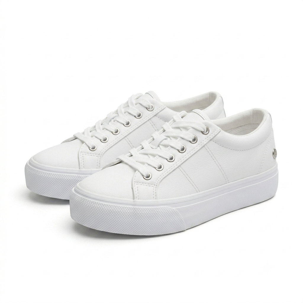 Zapatillas de Lonas Blancas Enteras Moda Urbana