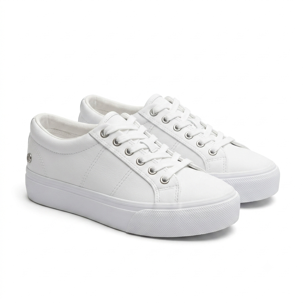 Zapatillas de Lonas Blancas Enteras Moda Urbana