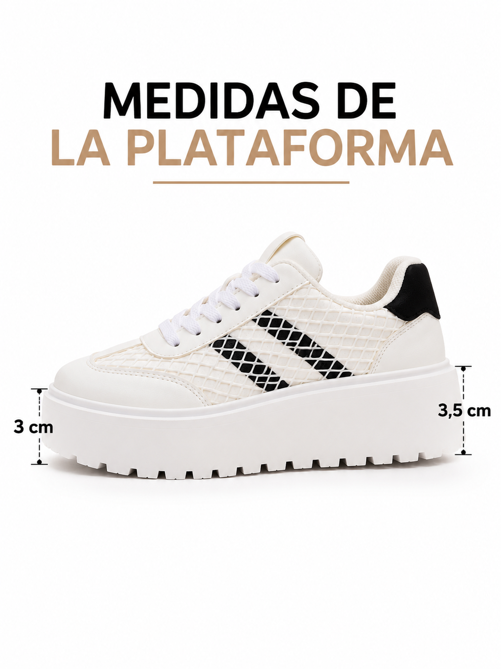 Zapatillas De Mujer Blancas Con Plataforma y Malla