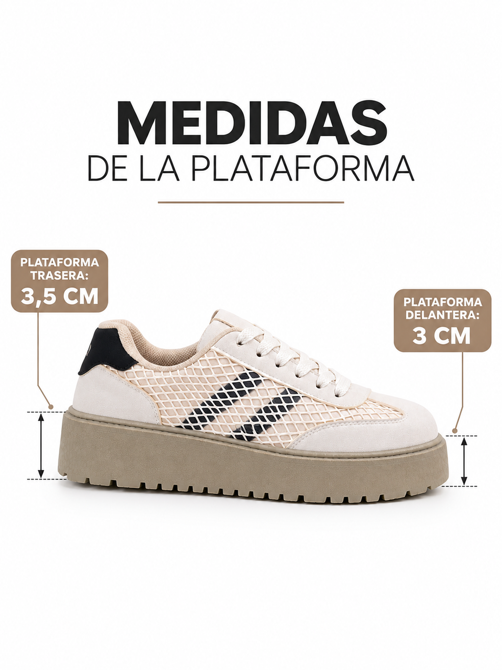 Zapatillas de Mujer Beige con Plataforma Urbanas y Comodas