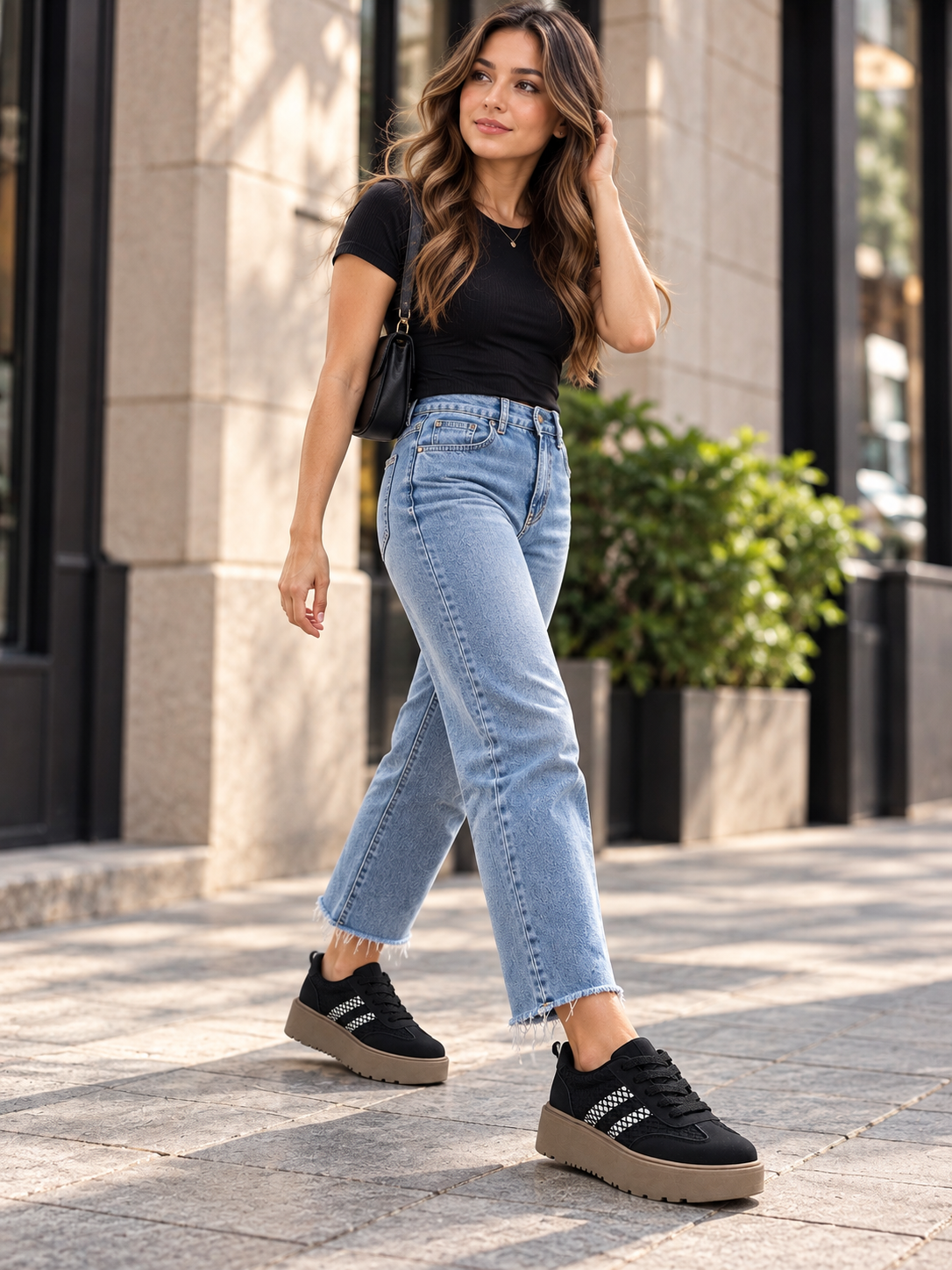 Zapatillas de Mujer Negras Plataforma Urbanas