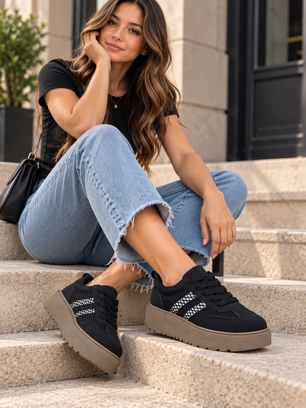 Zapatillas de Mujer Negras Plataforma Urbanas