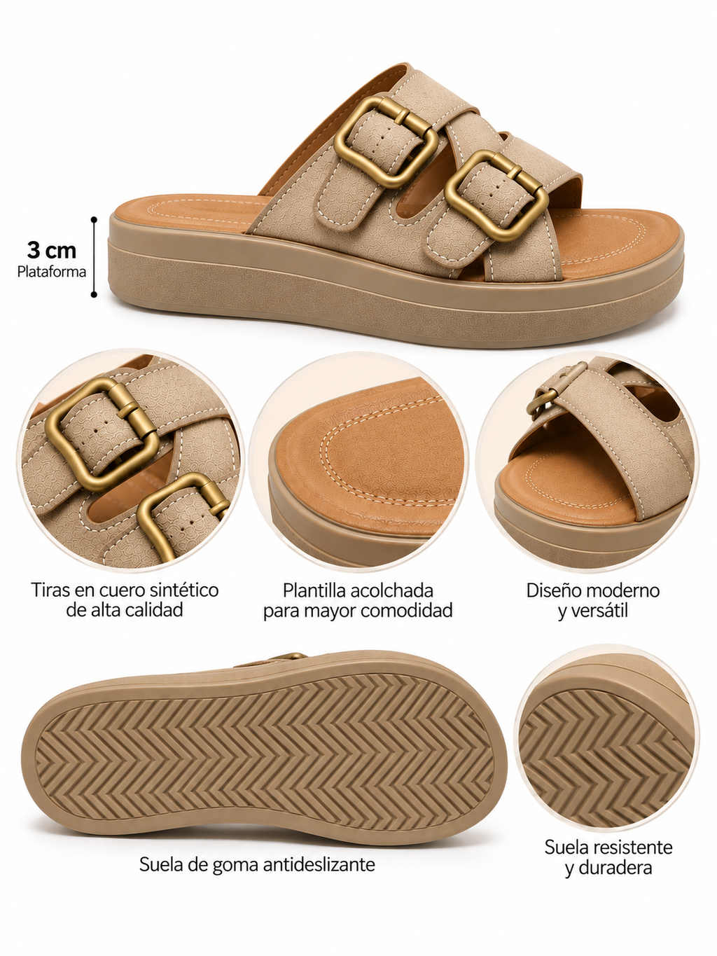 Chalas de Verano Beige Sandalias de Mujer