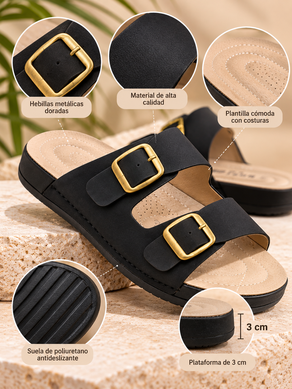 Chalas de Verano Negras Urbanas Comodas