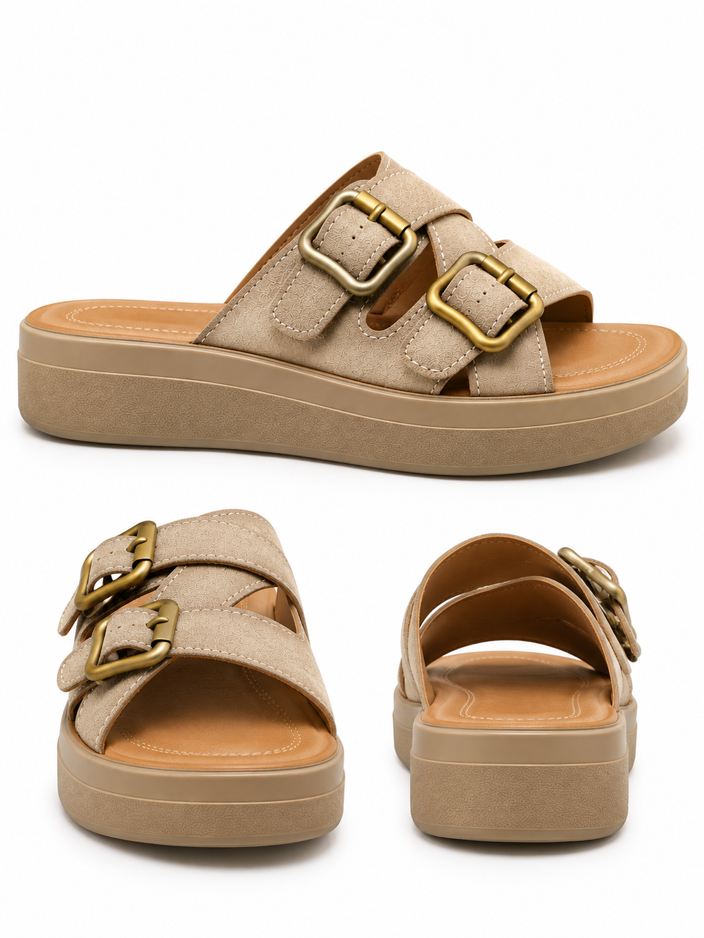 Chalas de Verano Beige Sandalias de Mujer