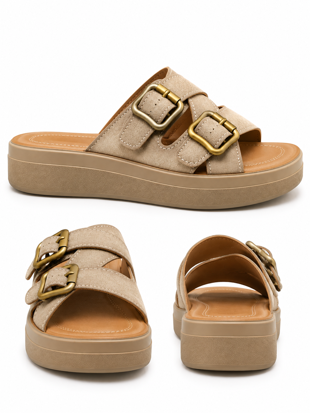 Chalas de Verano Beige Sandalias de Mujer