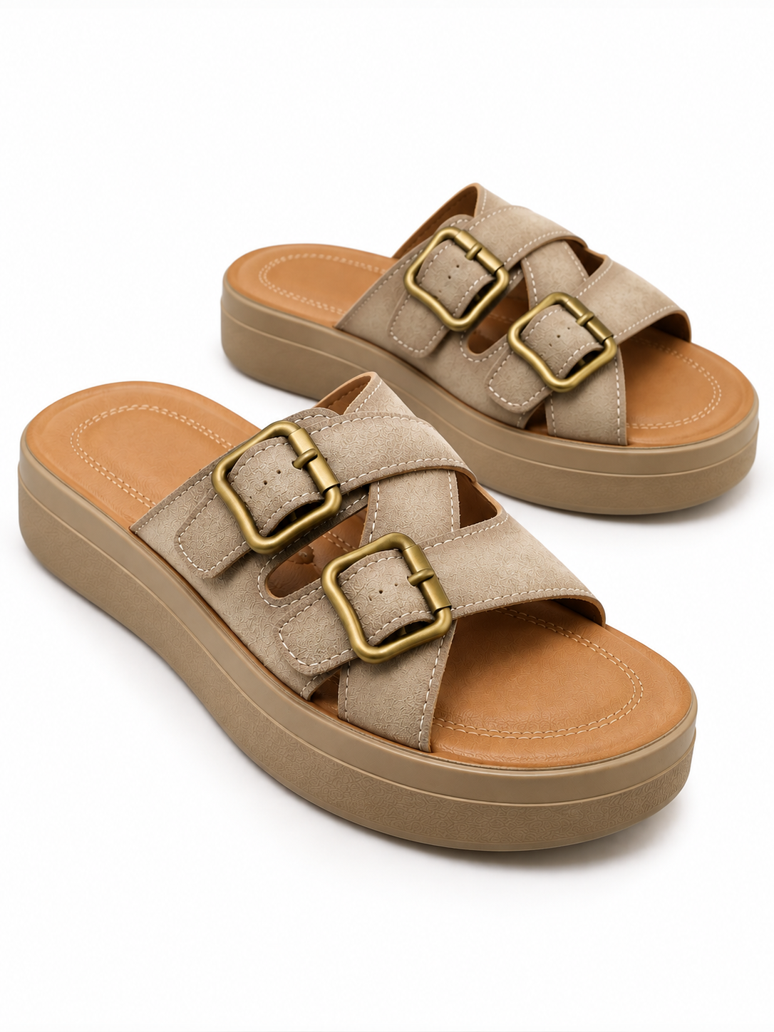 Chalas de Verano Beige Sandalias de Mujer