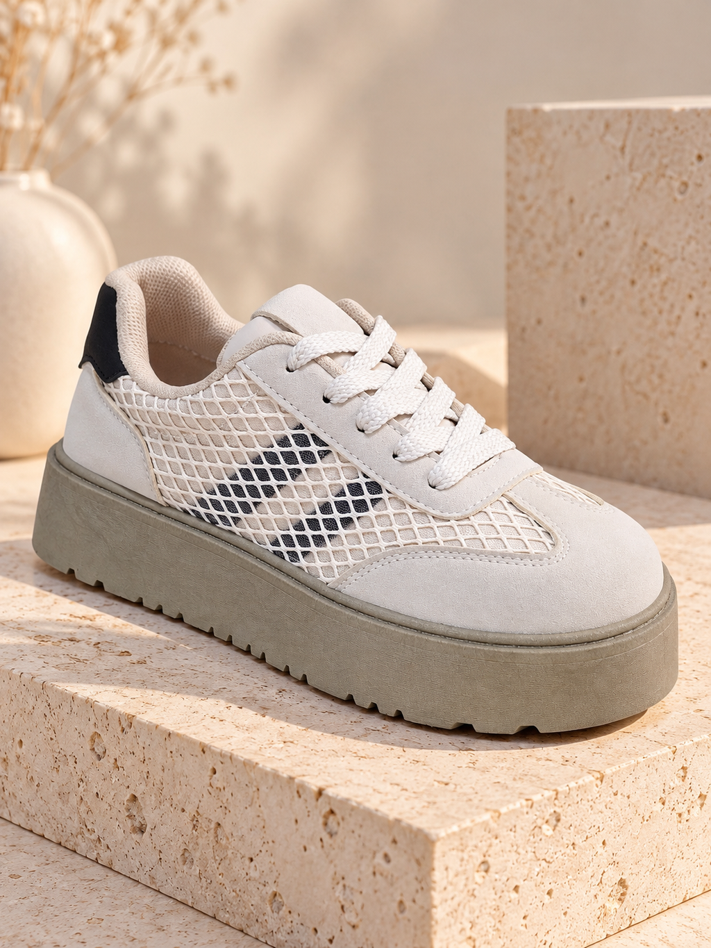 Zapatillas de Mujer Beige con Plataforma Urbanas y Comodas