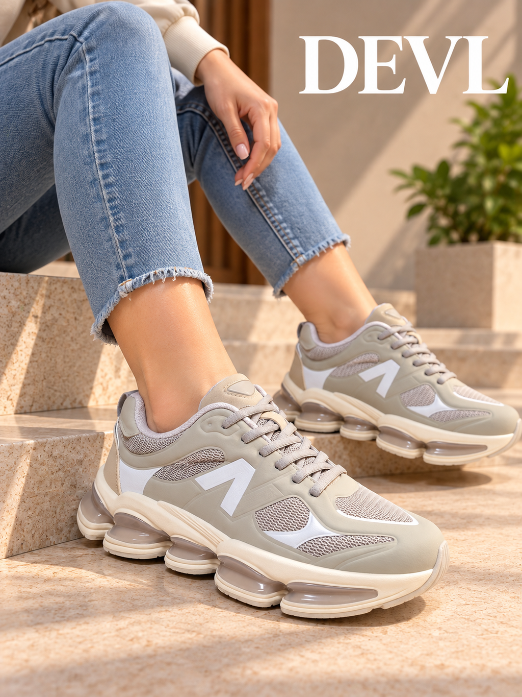 Zapatillas Urbanas Deportivas de Mujer Beige
