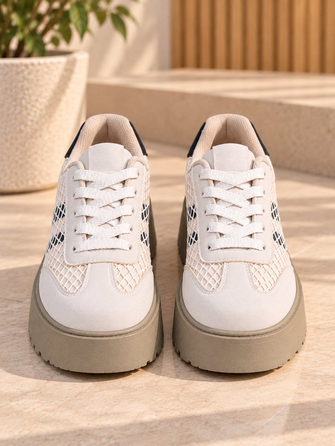 Zapatillas de Mujer Beige con Plataforma Urbanas y Comodas