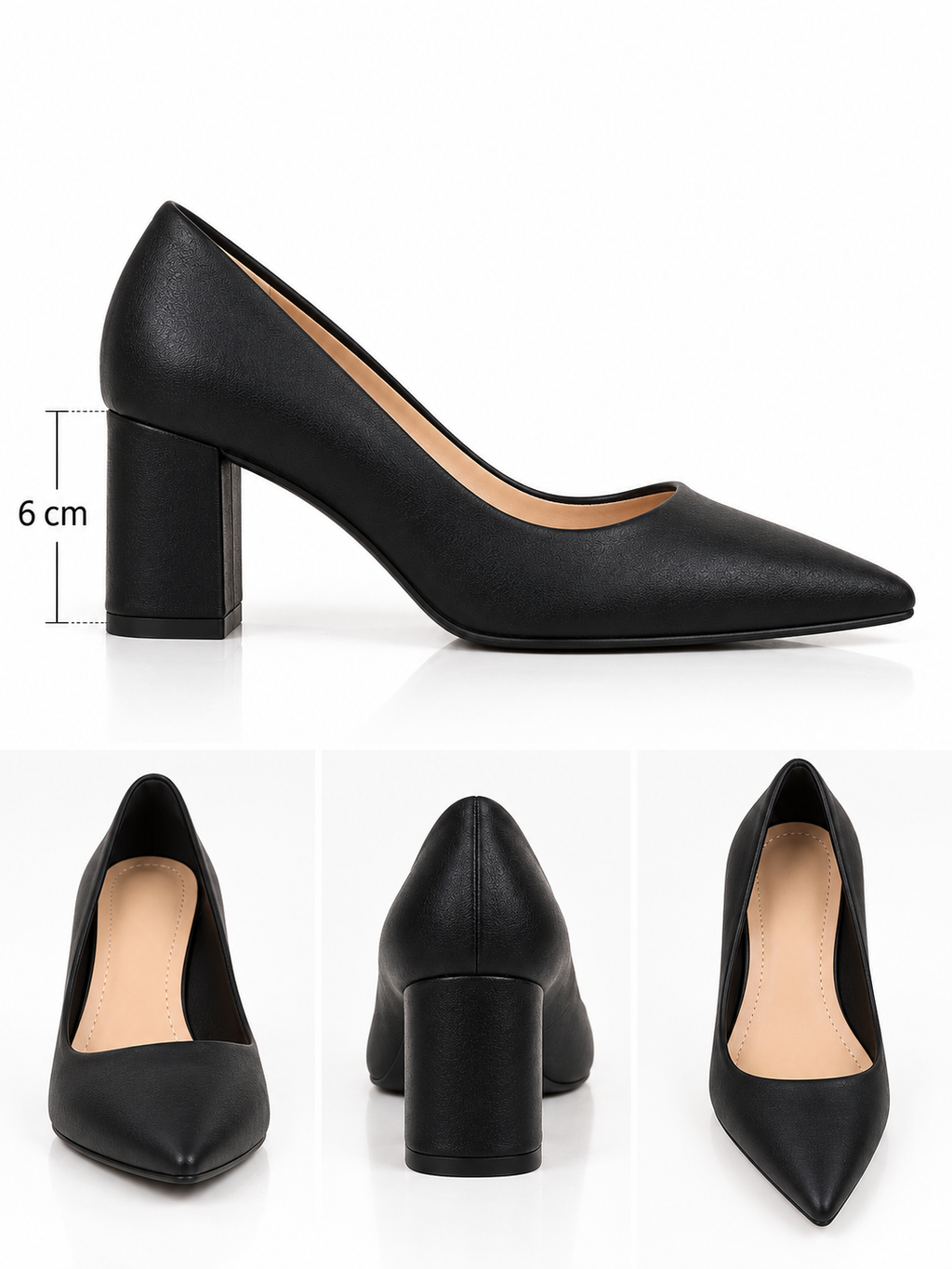 Tacones Mujer Negros Elegantes Ecocucero Punta Estileto