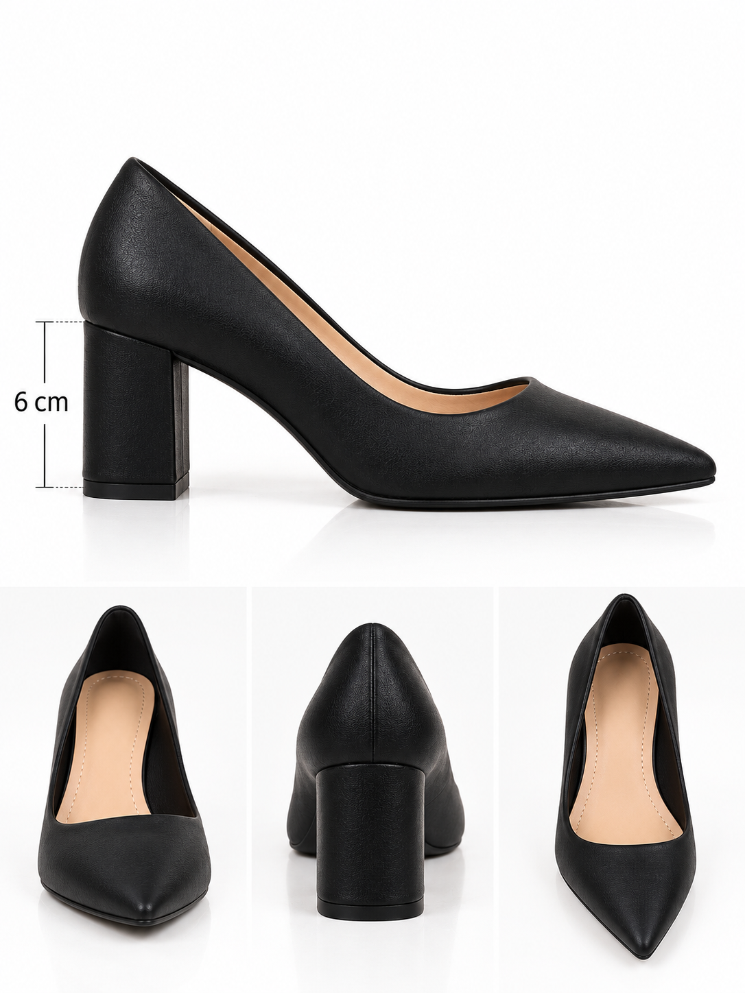 Tacones Mujer Negros Elegantes Ecocucero Punta Estileto